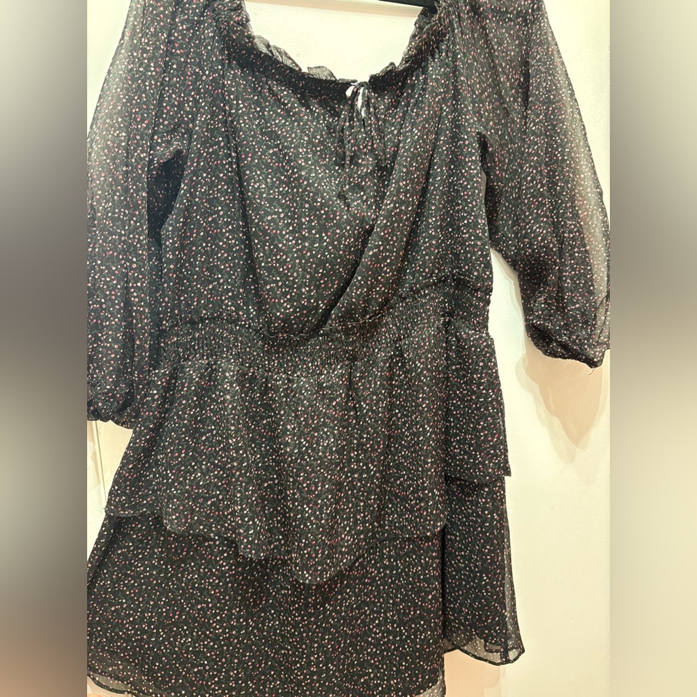 Rachel Black Dress with Pink Dots